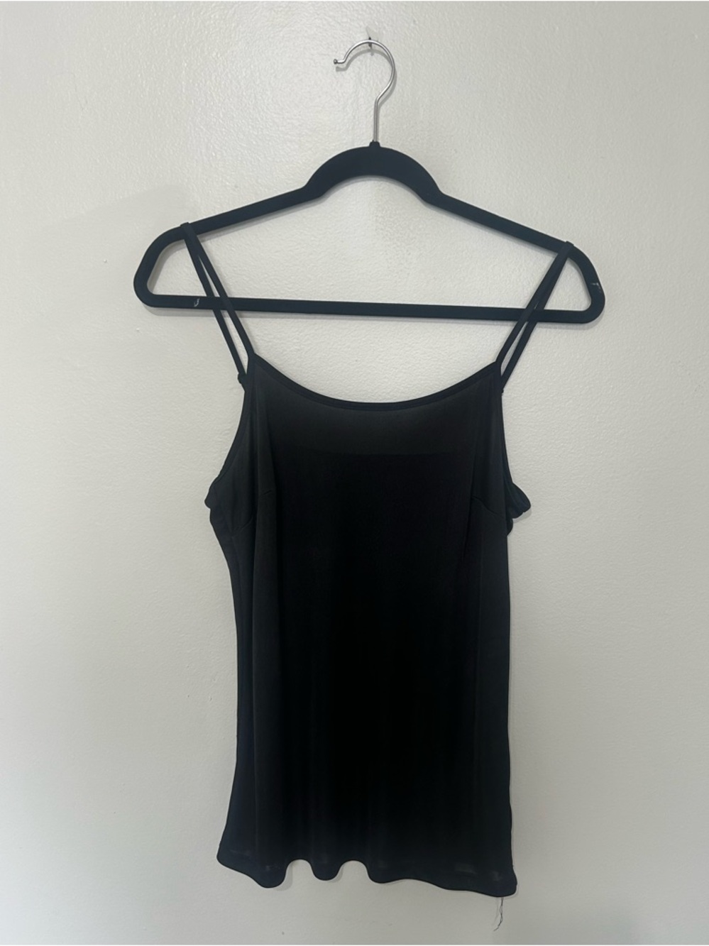 Black Spaghetti-Strap Camisole Top, Longer Length, Size 4
